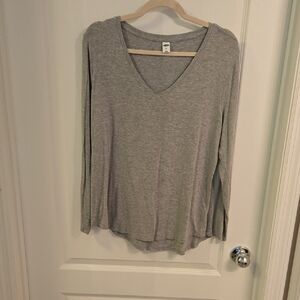 Old Navy Womens Gray Long Sleeve Tee Relaxed Fit